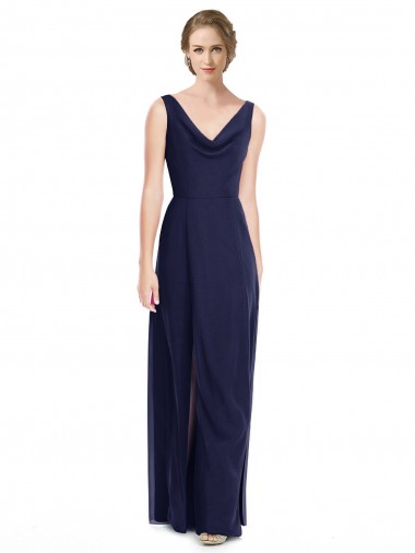 Shop Cowl Neck Deep V-Back Chiffon Bridesmaid Dress with Side Front Slits Perth
