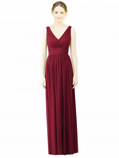 Shop V-Neck Full-Length Sleeveless Low Back Chiffon Bridesmaid Dress Perth