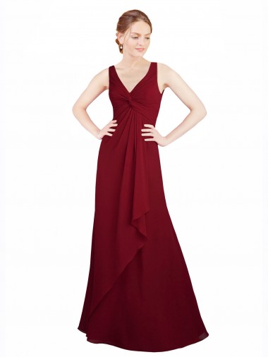 Shop Twist-Knot V-Neckline Long Chiffon Bridesmaid Dress Perth