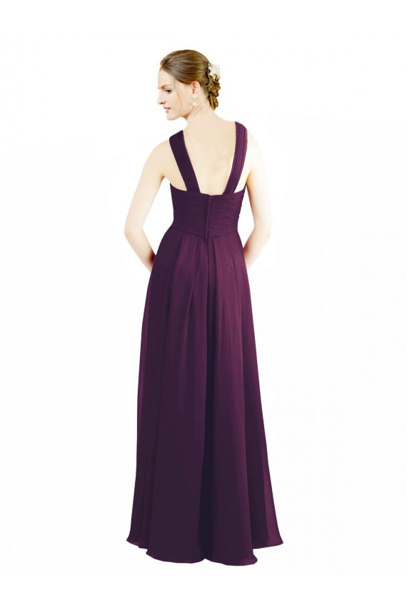 Draped Long Chiffon Bridesmaid Dress with Unique Crossed Neckline Perth