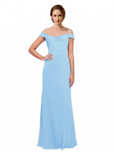 Shop Off the Shoulder Bateau Neck Chiffon Bridesmaid Dress with Straps Perth