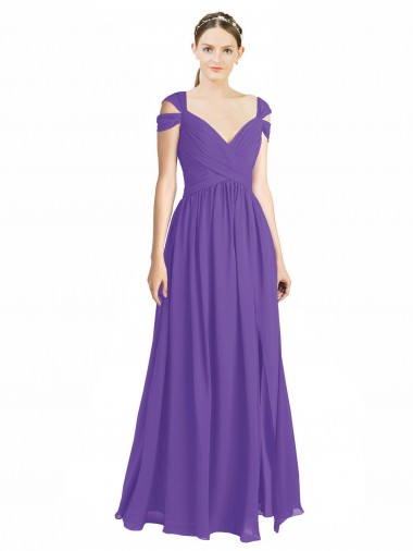 Shop Off the Shoulder Cap Sleeves Chiffon Bridesmaid Dress with Pleats Perth