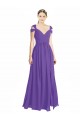 Off the Shoulder Cap Sleeves Chiffon Bridesmaid Dress with Pleats