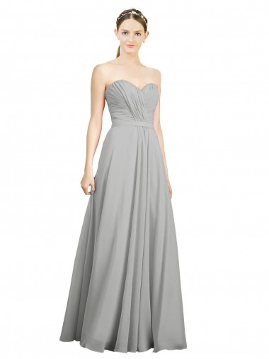 Shop Sweetheart Strapless Draped Long Chiffon Bridesmaid Dress Perth