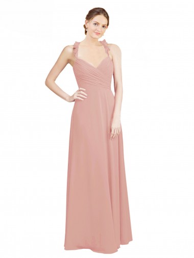 Shop Ruched Sweetheart Halter Neckline Chiffon Bridesmaid Dress with Tie Open Back Perth