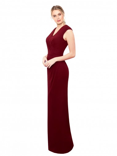 Shop Cap Sleeves Chiffon Bridesmaid Dress / Prom Dress with Pleated V-Neck Bodice Perth