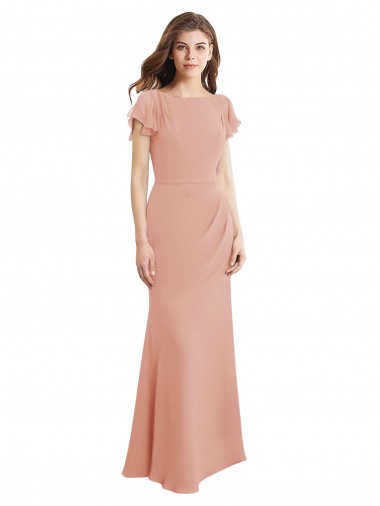 Shop Cap Sleeves Long Chiffon Bridesmaid Dress / Prom Dress with Low V-Back Perth