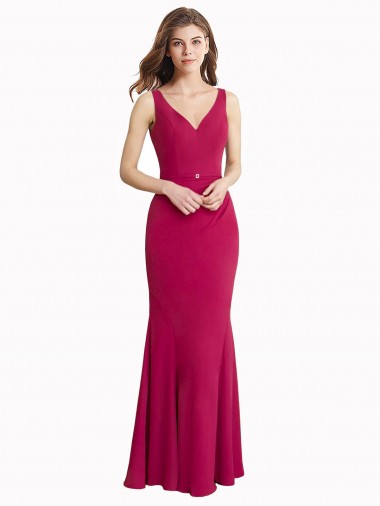 Shop V-Neck Mermaid Chiffon Bridesmaid Dress / Prom Dress with V-Back and Belt Perth