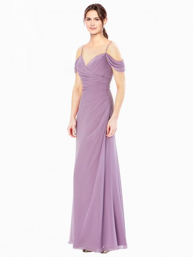 Shop Draped Off the Shoulder Sweetheart Chiffon Bridesmaid Dress with Button Back Perth