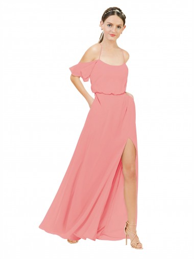 Shop Draped Off the Shoulder Sleeves Chiffon Bridesmaid Dress Perth