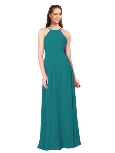 Shop Simple Chiffon Bridesmaid Dress with High Halter Neckline Perth