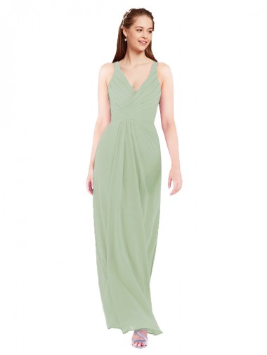 Shop Feminine Chiffon Bridesmaid Dress with Ruching and V-Neckline Perth