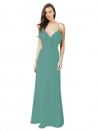 Shop Full Length Chiffon Bridesmaid Dress with Ruffled V-Neckline Perth