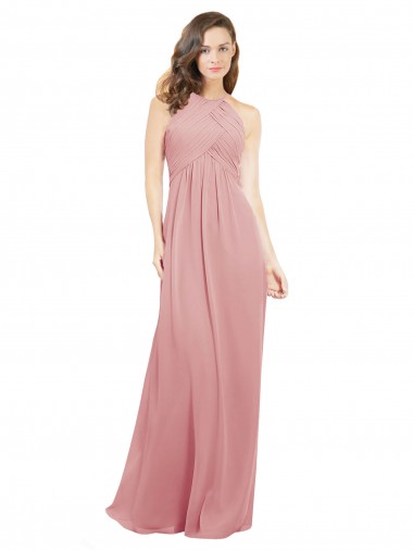 Shop Chiffon Bridesmaids Dress with Draped Bodice and Keyhole Back Perth