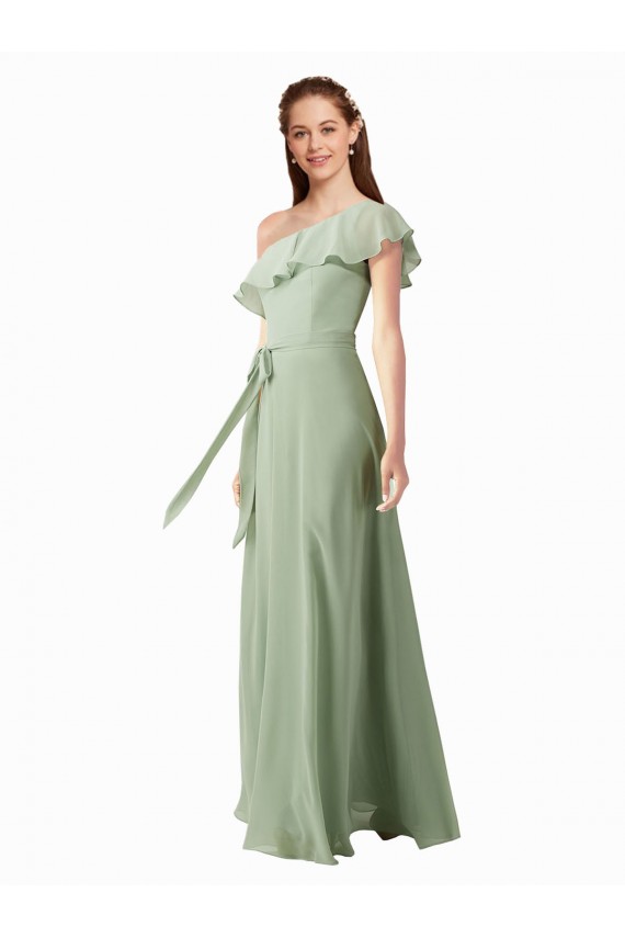 Chiffon Bridesmaids Dress with Ruffles Flutter Sleeves Perth