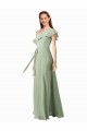 Chiffon Bridesmaids Dress with Ruffles Flutter Sleeves Perth