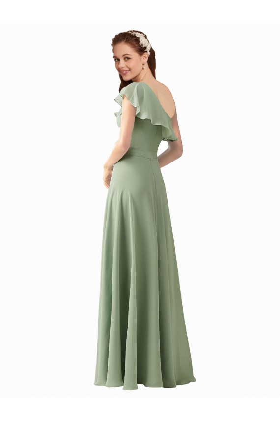 Chiffon Bridesmaids Dress with Ruffles Flutter Sleeves Perth