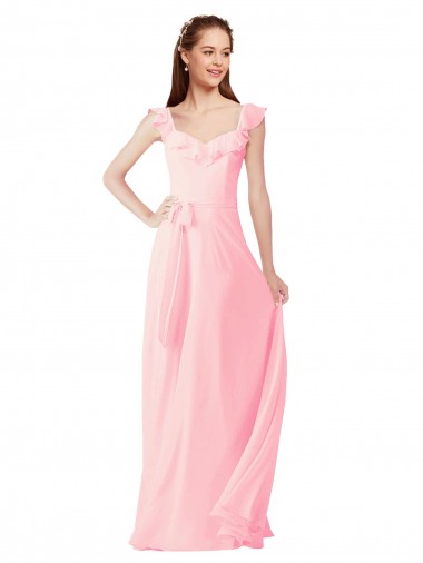Shop Chiffon Bridesmaids Dress with Ruffle Neckline Perth