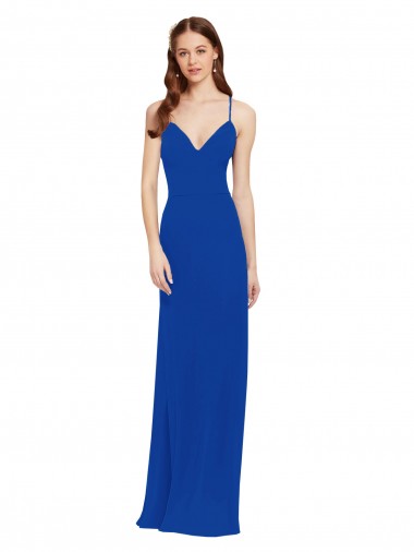 Shop Chiffon Bridesmaid Dress with Deep V-Neck and Spaghetti Straps Perth