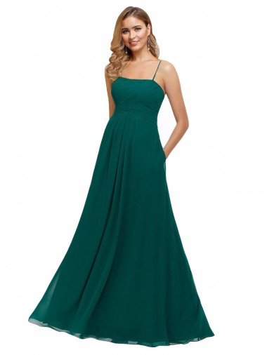 Shop Chiffon Bridesmaid Dress with Pleated Bodice and Straps Perth