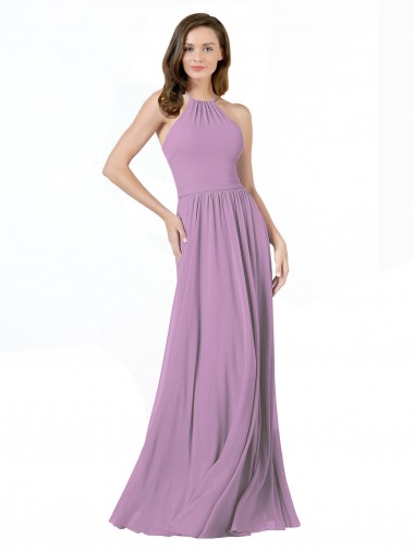 Shop High Halter Chiffon Bridesmaid Dress with Ruffle Details Back Perth