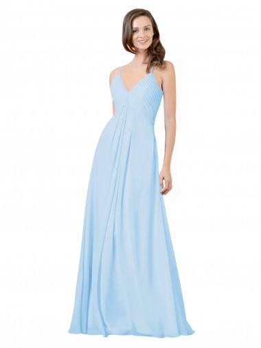 Shop Long V-Neck Chiffon Bridesmaid Dress with Keyhole Back Perth