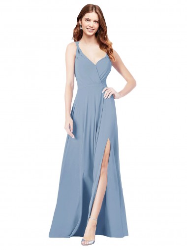 Shop Surplice Bodice A-Line Long Chiffon Bridesmaid Dress Perth
