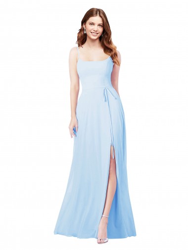 Shop Chiffon Bridesmaid Dress with Tie Sash and Side Slit Perth