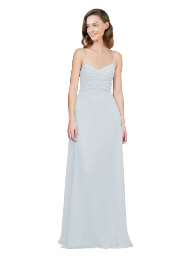 Shop Slim A-Line Chiffon Bridesmaid Dress with Spaghetti Strap Gathered Bodice Perth