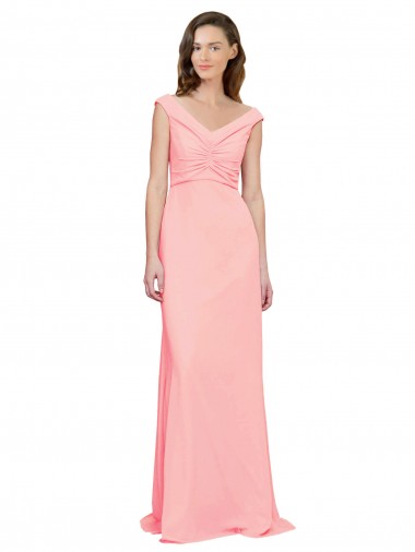 Shop Luxe Chiffon Bridesmaid Dress with Shoulder Tip Gathered Bodice Perth