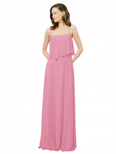 Shop Spaghetti Strap Chiffon Bridesmaids Dress with Ruffle Overlay Perth