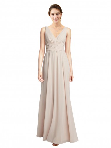 Shop Long V-Neck Chiffon Bridesmaids Dress with Double Straps Perth