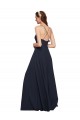 Long Chiffon Bridesmaid Dress with Criss Cross Straps and Ruffles