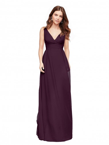 Shop Plunging V-Neckline Long Chiffon Bridesmaid Dress with Deep V-Back Perth