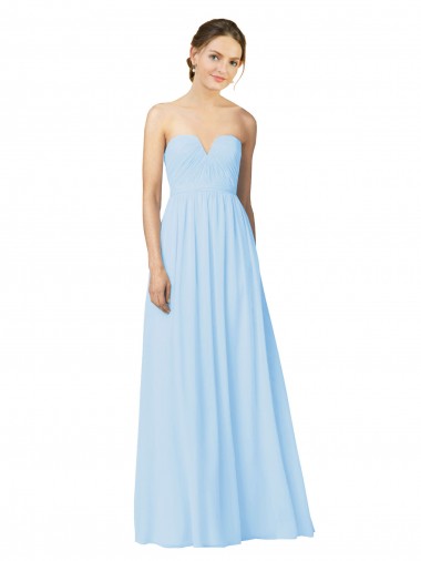 Shop Full Length Chiffon Bridesmaid Dress with Deep Sweetheat and Shirred Bodice Perth