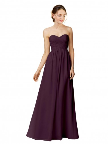 Shop Strapless Chiffon Bridesmaid Dress with Criss Cross Shirred Bodice Perth