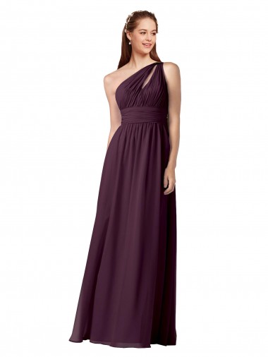 Shop One Shoulder Chiffon Bridesmaid Dress with Front Keyhole and Shirred Bodice Perth