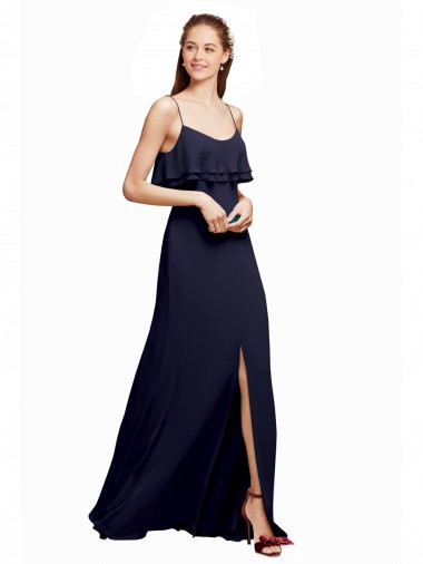Shop Draped Long Chiffon Bridesmaid Dress with Straps and Layers Perth
