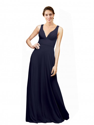 Shop Open Back Long Chiffon Bridesmaid Dress with Plunging V-Neck Bodice Perth