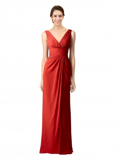 Shop Shirred Long Floor Length Chiffon Bridesmaid Dress with V-Back Perth