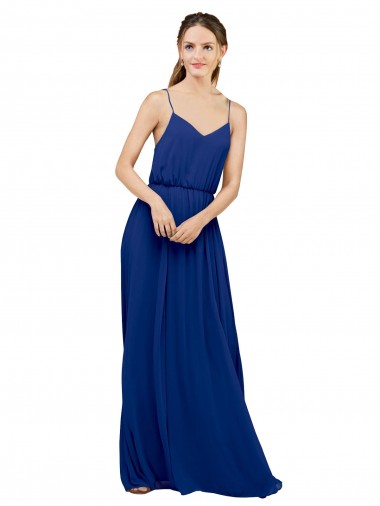 Shop Long Chiffon Bridesmaid Dress with Spaghetti Strap Bodice Perth