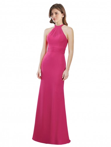 Shop Slim A-Line Long Chiffon Bridesmaid Dress with Strappy Back Perth