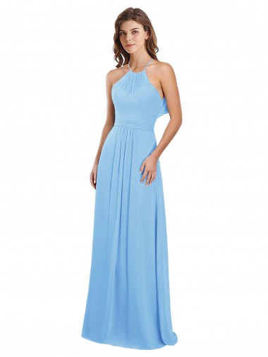 Shop Chiffon A-Line Bridesmaid Dress with Halter Neck and Ruffled Back Straps Perth
