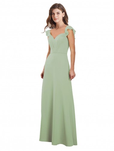 Shop Draped Sweetheart Chiffon Bridesmaid Dress with Ruffled Cap Sleeves Perth