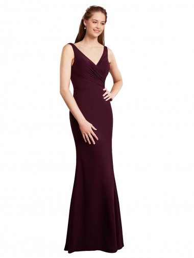 Shop Floor Length Fluted Chiffon Dress with Draped Bodice and V-Neckline Perth