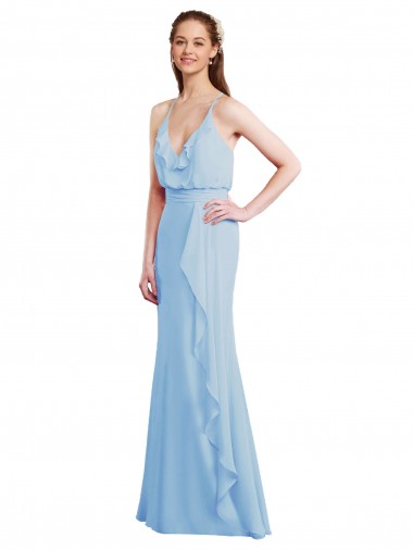 Shop Fluted Long Chiffon Bridesmaid Dress with Cascading Ruffles Perth