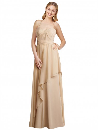 Shop Draped Long Chiffon A-Line Dress with Cascading Ruffles Perth