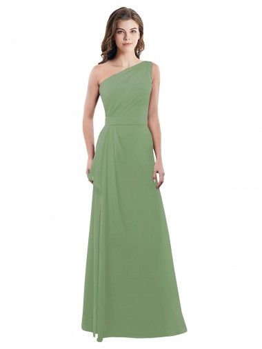 Shop One Shoulder Chiffon Bridesmaid Dress with Pleats and Side Slit Perth