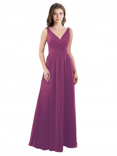 Shop Long Chiffon A-Line Bridesmaid Dress with V-Neck Wrap Bodice Perth