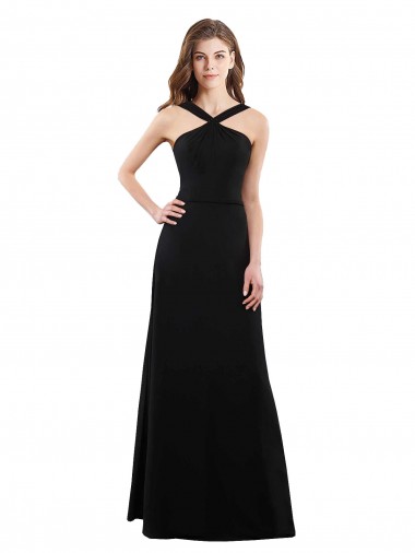 Shop Chiffon A-Line Bridesmaid Dress with Criss Cross Halter Top Perth